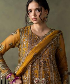 Luxury Formal Mustard Embroidered Net Suit Mbsf-Aw16111Md 17 Sf W26111 Musterd E Imanistudio.com