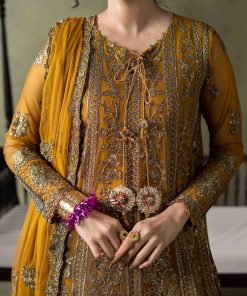 Luxury Formal Mustard Embroidered Net Suit Mbsf-Aw16111Md 15 Sf W26111 Musterd G Imanistudio.com