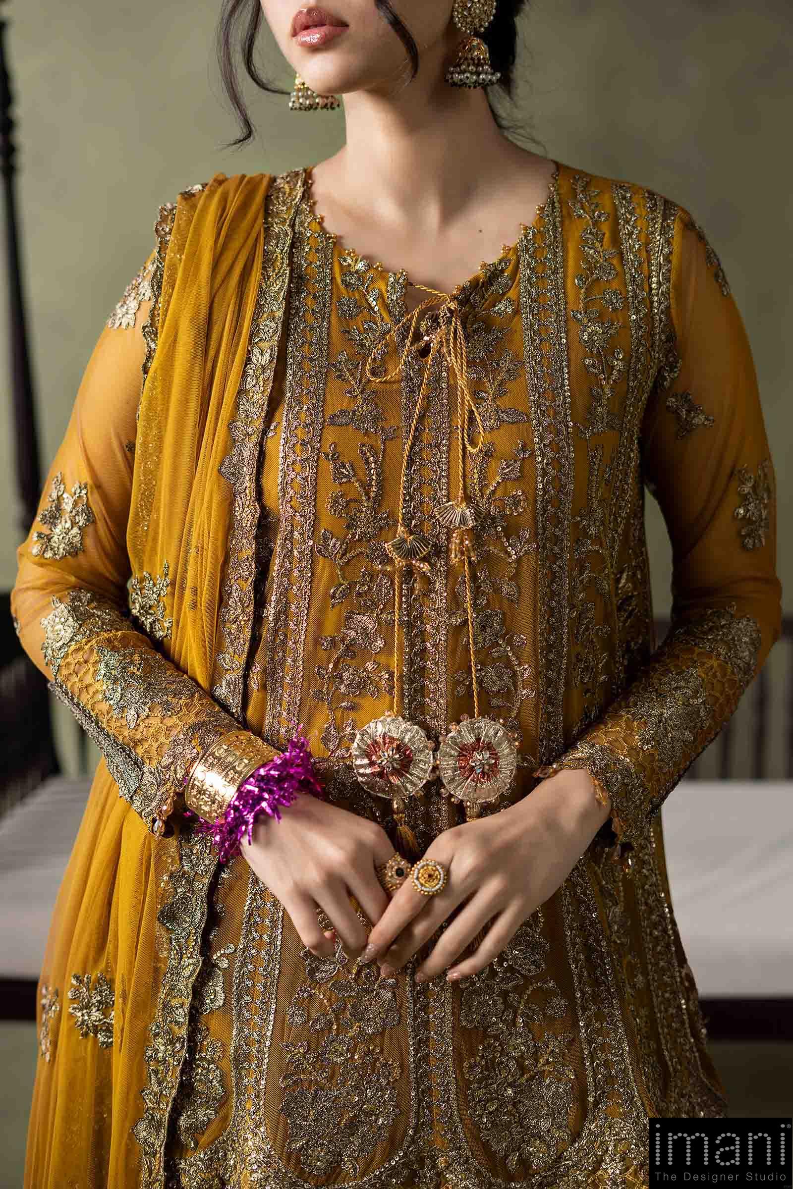 Luxury Formal Mustard Embroidered Net Suit Mbsf-Aw16111Md 6 Luxury Formal Mustard Embroidered Net Suit Mbsf-Aw16111Md - Image 6