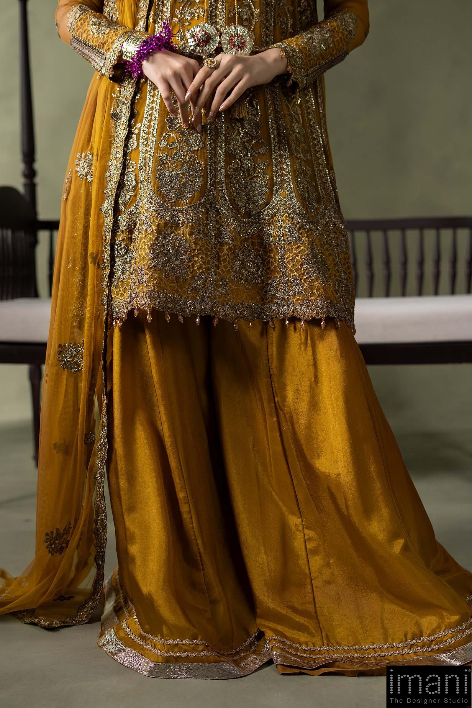 Luxury Formal Mustard Embroidered Net Suit Mbsf-Aw16111Md 5 Luxury Formal Mustard Embroidered Net Suit Mbsf-Aw16111Md - Image 5
