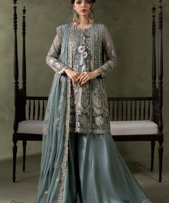 Luxury Formal Mineral Blue Embroidered Net Suit Mbsf-Aw16111Mb