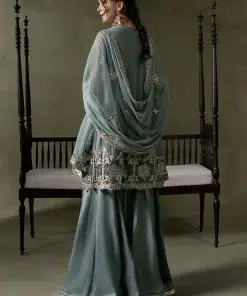 Luxury Formal Mineral Blue Embroidered Net Suit Mbsf-Aw16111Mb 18 Sf W26111Seagreenc Imanistudio.com