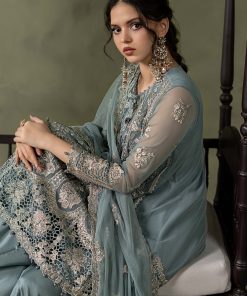 Luxury Formal Mineral Blue Embroidered Net Suit Mbsf-Aw16111Mb 14 Sf W26111Seagreene Imanistudio.com