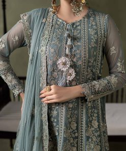 Luxury Formal Mineral Blue Embroidered Net Suit Mbsf-Aw16111Mb 11 Sf W26111Seagreenf Imanistudio.com