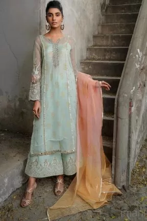 IMANI LUXURY PRET EVENING WEAR OUTFIT-MINT GREEN IMHOLI20227MG