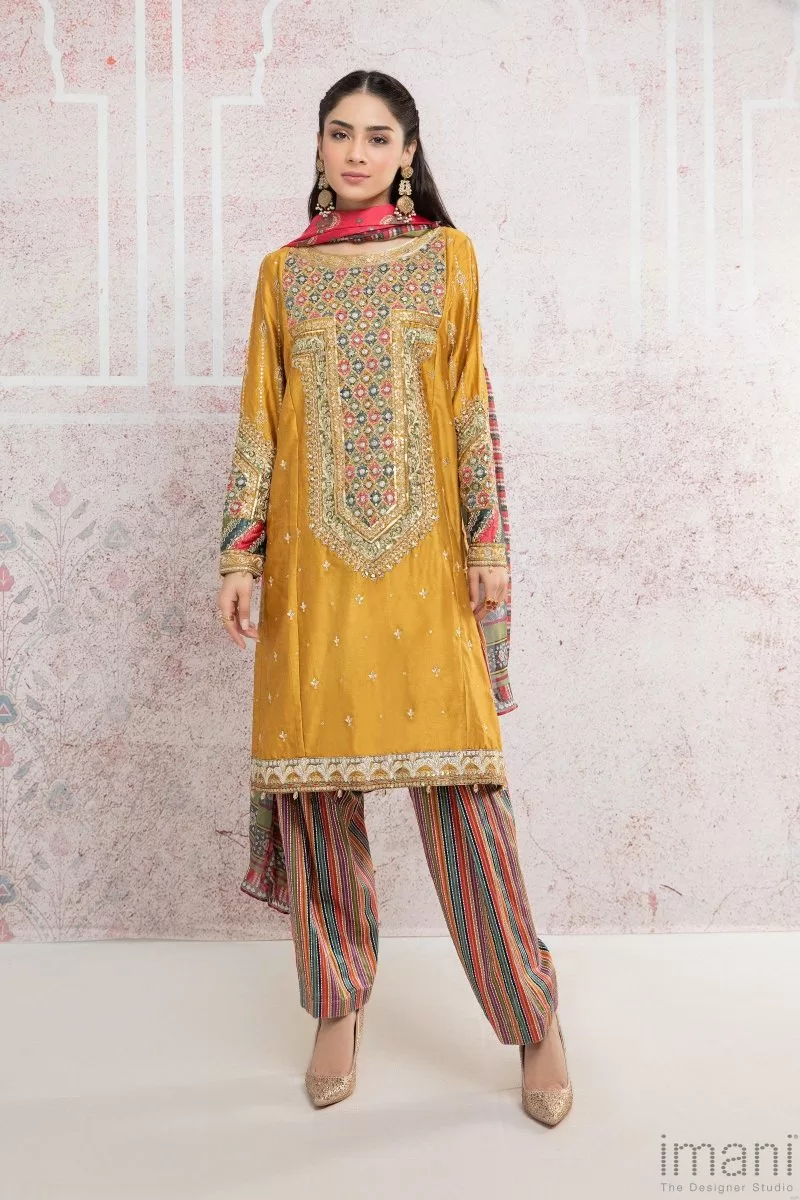 Mbcss-406 Embroidered Cotton Satin Medium Length Shirt Plain Cotton Satin Back Embroidered Cotton Satin Sleeves Printed Tissue Silk Dupatta Printed Cotton Satin Shalwar