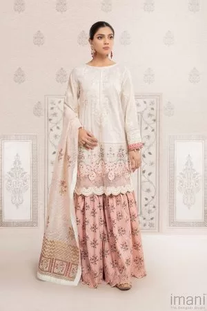 MARIAB CASUAL WEAR SUIT WHITE/PINK MBDW-EF22-55WP
