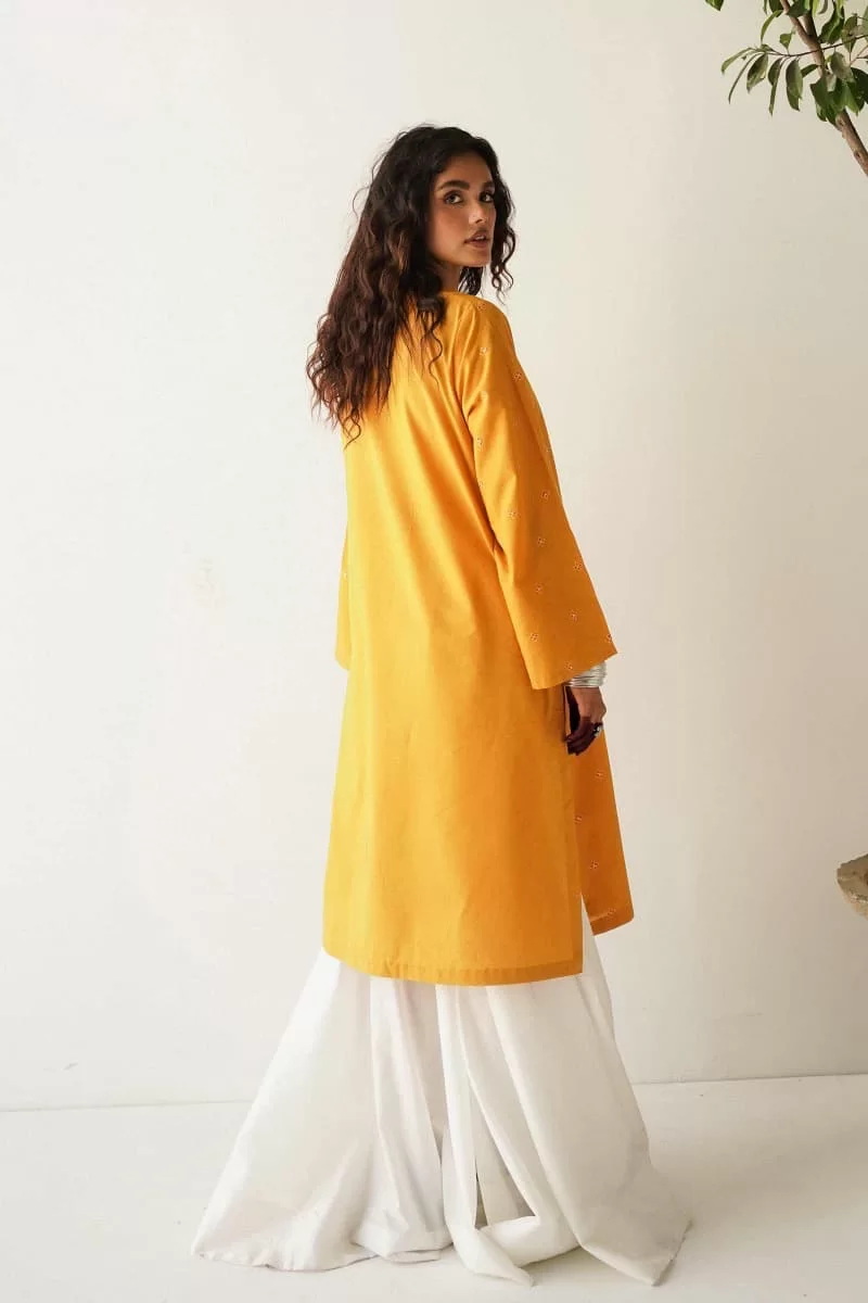 Zara Shahjahan Basic Cotton Kurta Mustard Zszkt-1177