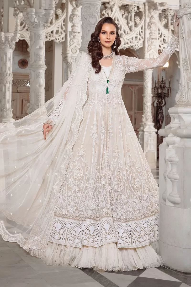 Maria B Couture Wedding Wear White Dress MBMC 044BW Imani Studio