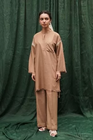 Zara Shahjahan Basic 2Pcs Kurta Suit ZSZKT-1202- Warm Tan