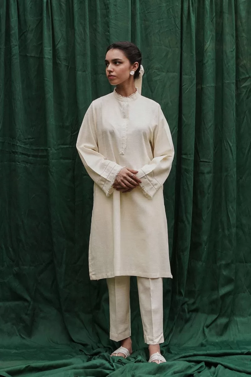 Zara Shahjahan Basic 2Pcs Kurta Suit Zszkt-1208-Cream