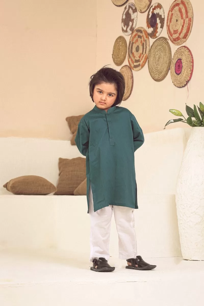 Boys 2Pc Kurta Trousers Teal Green Suit Imist-105Tg