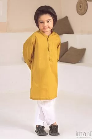 Boys 2Pc Kurta Trousers Mustard Suit Imist-104Md