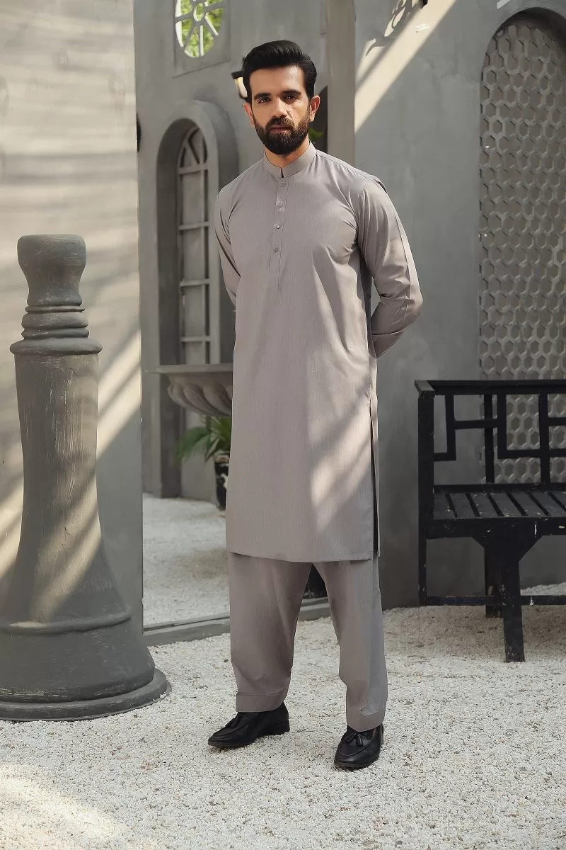 2Pcs Noval Premium Quality Shalwar Kameez Imist-50Smokygrey