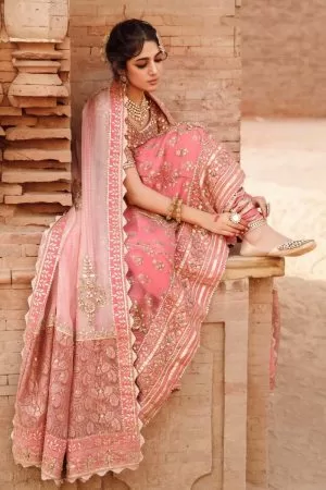 Mariab Couture Wedding Wear Carrot Pink Mbmc-701Cp
