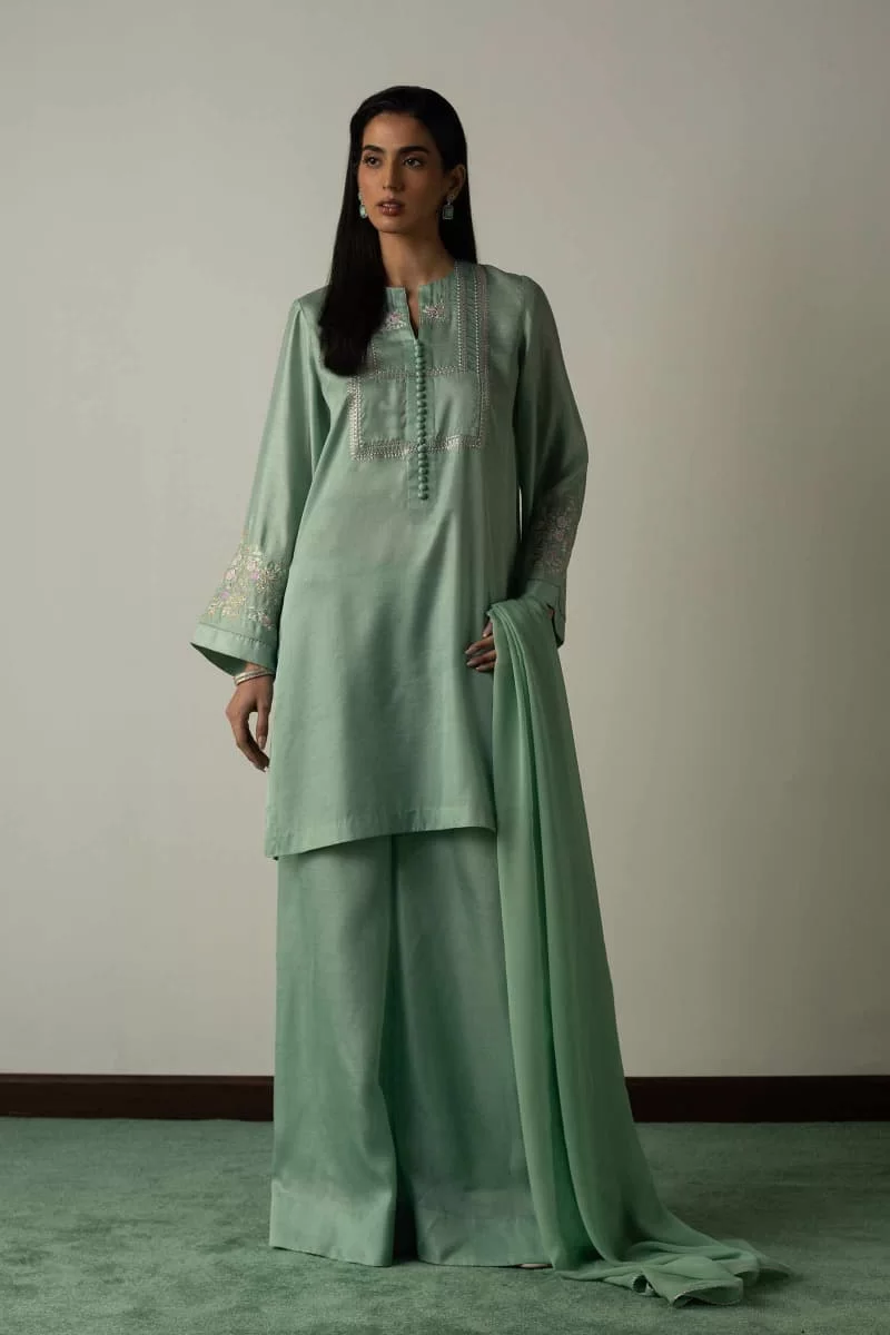 Zara Shahjahan Raw Aqua Green Suit Zssl-1915Ab