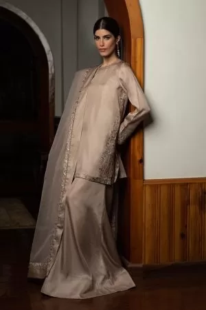 Zara Shahjahan Raw Silk Silver Cloud Suit Zssl-1920Sc