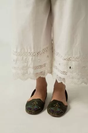 Zara Shahjahan Cambric Culottes Off-White ZSZTR-2303OW