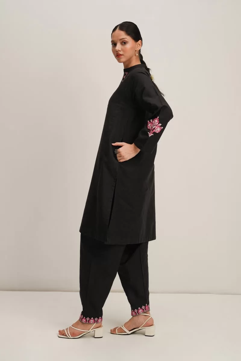 Zara Shahjahan Basic 2Pcs Kurta Co-Ord Set  Zszkt-1253Black