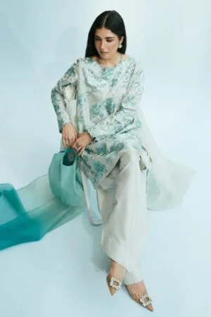 Zara Shahjahan Premium Raw Silk Suit ZSZC-2034 GreyBlue