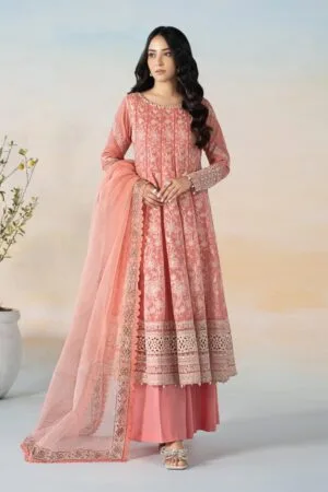 Mariab Peachy Pink Cotton Lawn Embroidered Suit Mbdw-Ef2406Pw