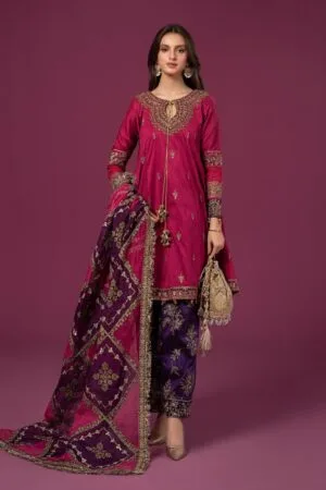 Luxury Formal Pink & Purple Raw Silk Suit MBSF-EF2475PP