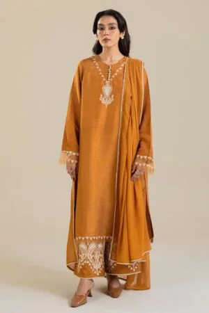 Zara Shahjahan Premium Raw Silk Suit ZSZC-1987Mustard