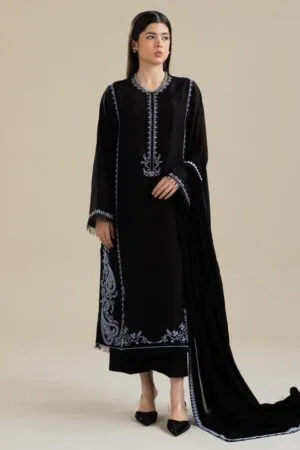 Zara Shahjahan Raw Silk Suit ZSZC-1990 Black