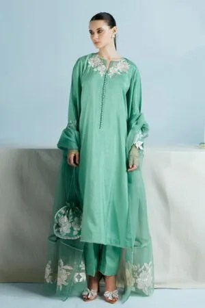 Zara Shahjahan Premium Raw Silk Suit ZSZC-2038 JadeGreen