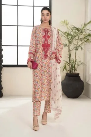 Mariab Multi- Print Lawn Embroidered Suit Mbdw-Ef24112Mp