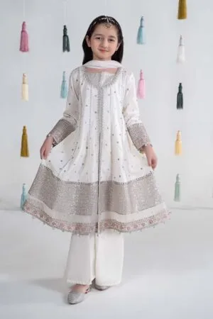 MariaB White Embroidered Dobby Lawn Suit MBKD-EA2402WT