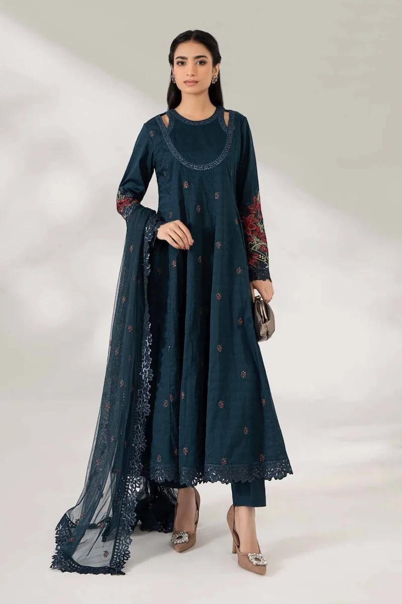 Luxury Pret Teal Dobby Lawn Embroidered Suit Mbdw-Ef2405Tl