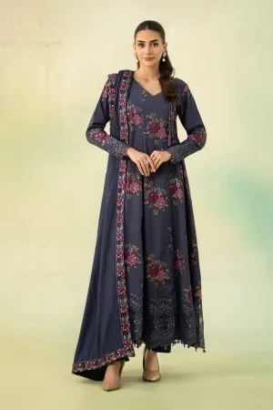 Luxury Pret Dark Blue Khaddar Embroidered Suit MBDW-AW2433DP