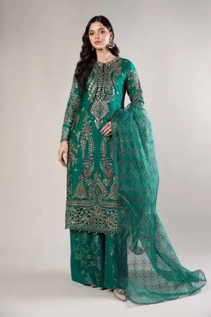 Luxury Formal Porcelain Green Cotton Satin Embroidered Suit Mbcss-Aw24805Pb